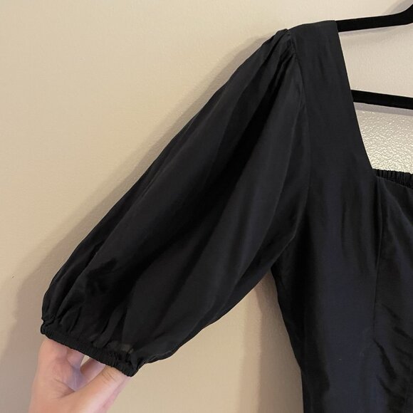 Abercrombie & Fitch M Puff Sleeve Shine Cotton-Blend Squareneck Corset Top NWT - Picture 5 of 14